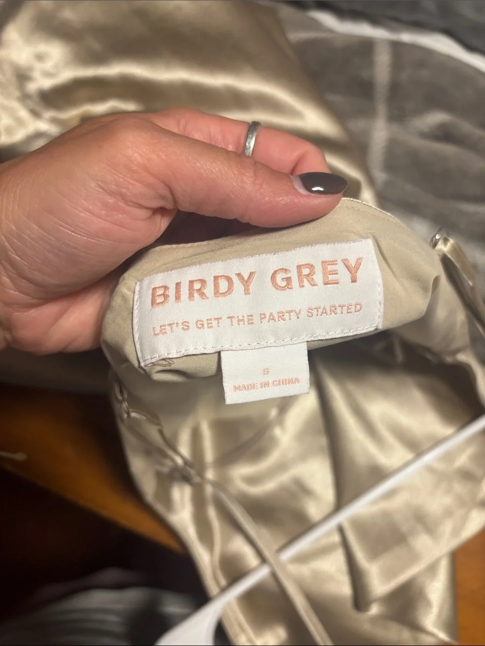 Birdie Grey Simple Gold Metallic Slip Dress - Picture 3 of 4